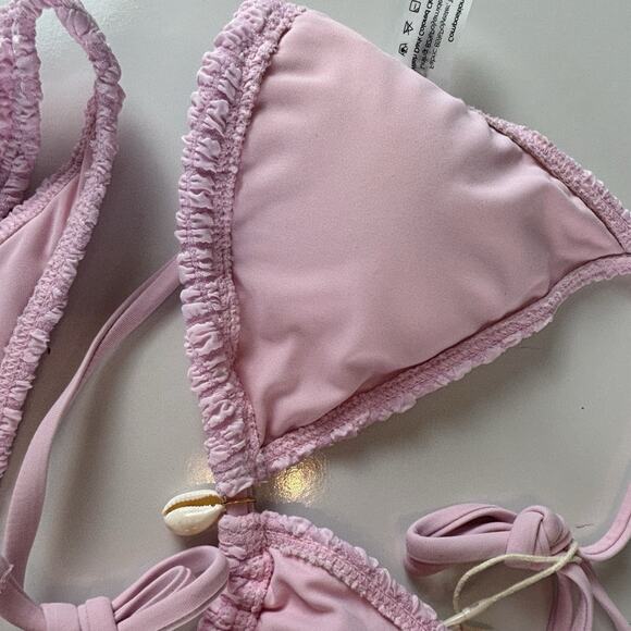 Seamolly Baby Pink Size XS Bathing Suit Textured Bikini Shell Detail Triangle - Picture 10 of 16
